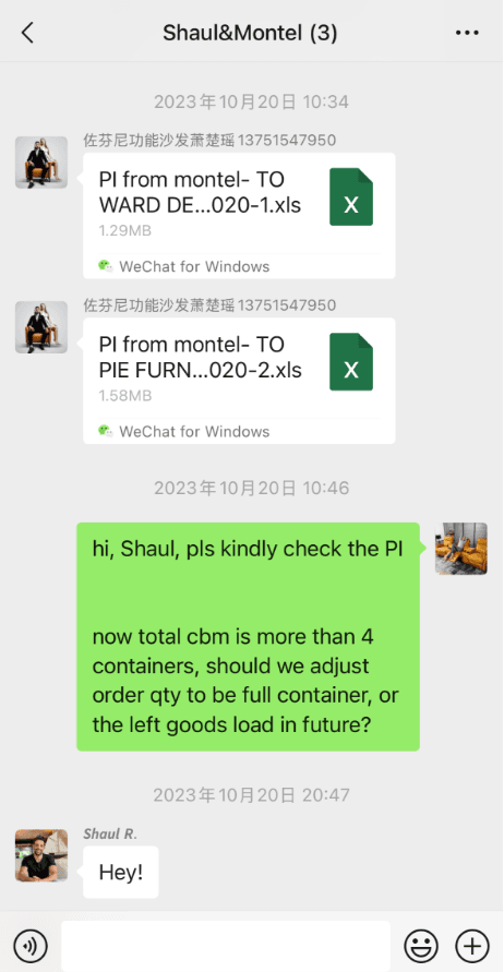 Image of the PI we sent to the fraud Valyou Furniture